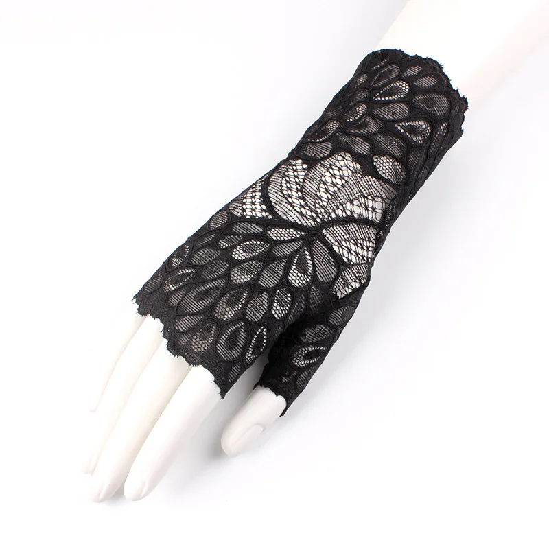 

Spring Fashion Chic Short Openwork Sexy Lace Gloves Women Fingerless Driving Gloves Summer Sunscreen Net Yarn Mittens AGB219