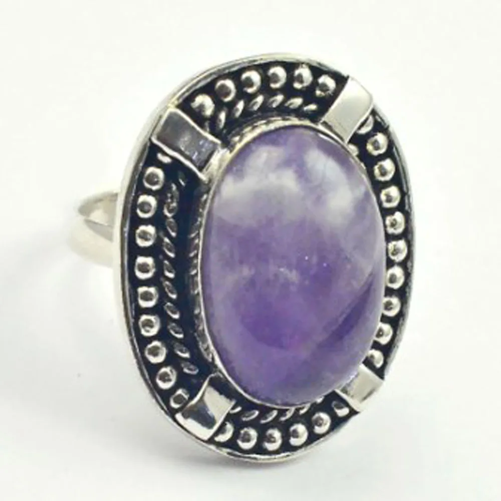 

Amethysts Ring Silver Overlay over Copper, USA Size 7.75 , R4118