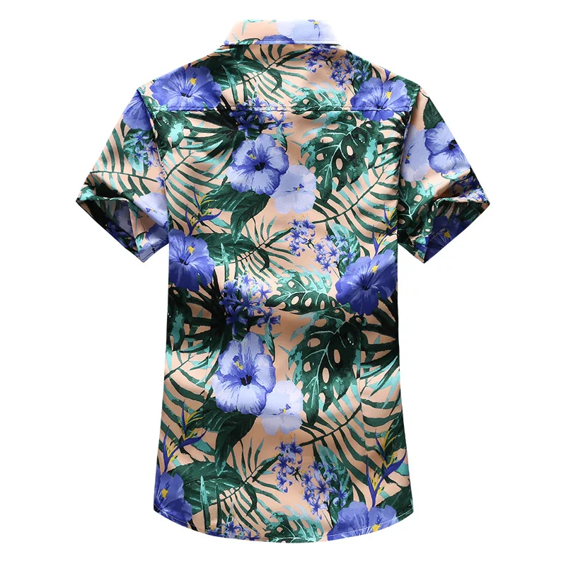 2019 молодежи для мужчин цветок рубашка Летняя мода повседневное футболка в пляжном стиле человек большой размеры S-7XL Slim Fit s рубашк