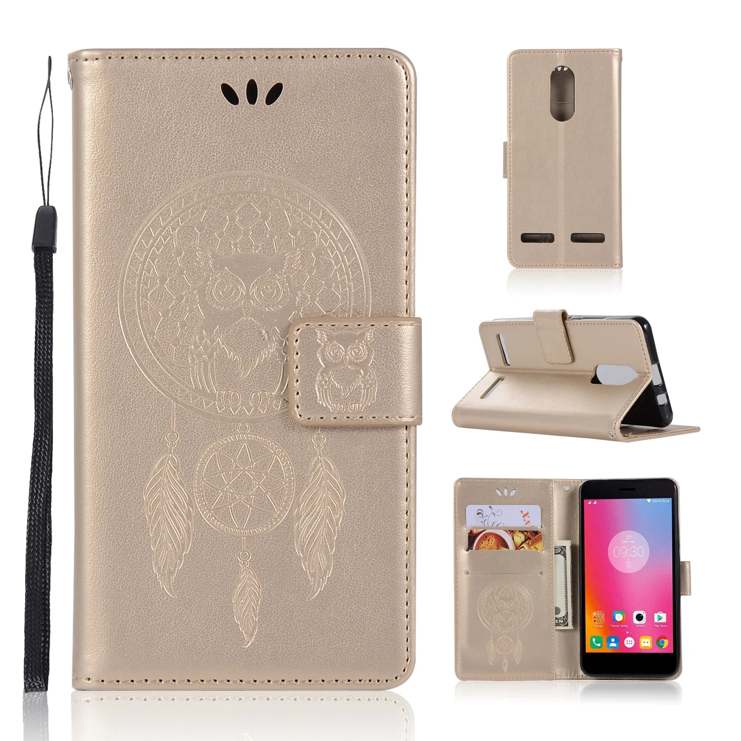 Роскошные сова печатных Wallet Coque для lenovo Vibe K6 тиснением кожаный бумажник Магнит