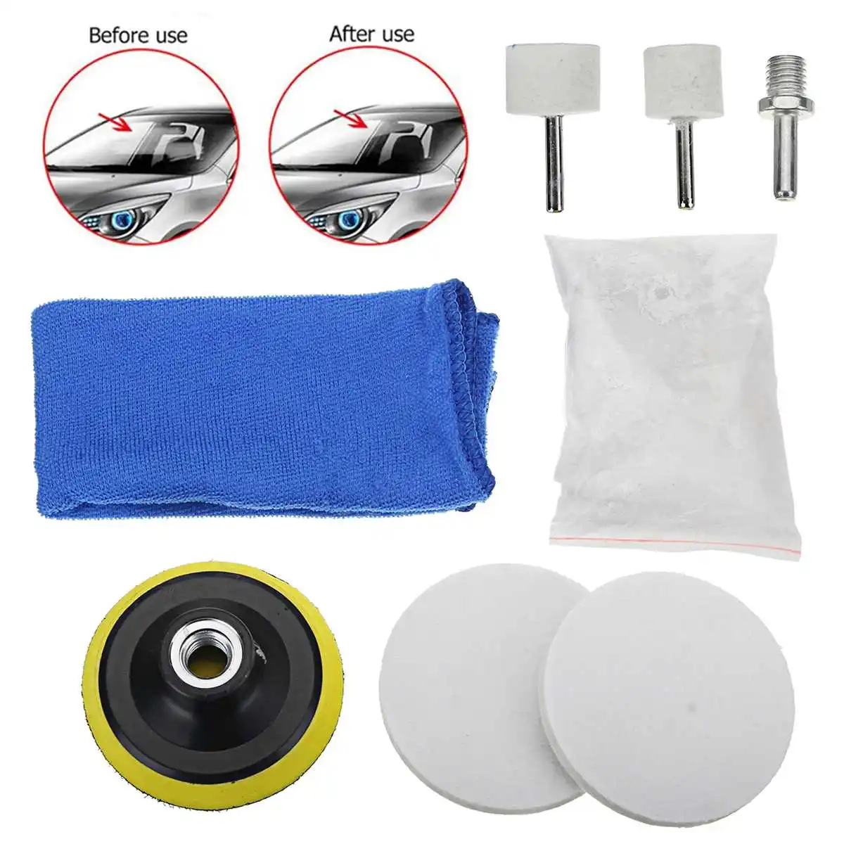 

8Pcs/set Universal Car Glass Polishing Kit Practical Auto Car Windscreen Repair Windows Scratch Remover