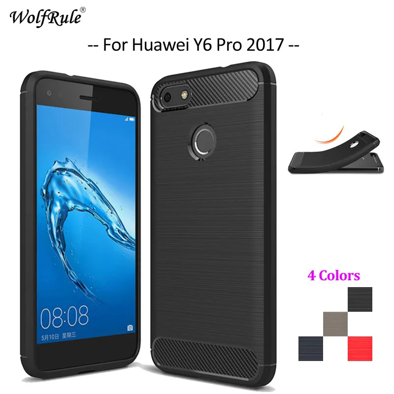 WolfRule For Cover Huawei Y6 Pro 2017 Case Shockproof Soft TPU Brush Phone Coque 5 inch | Мобильные телефоны и аксессуары