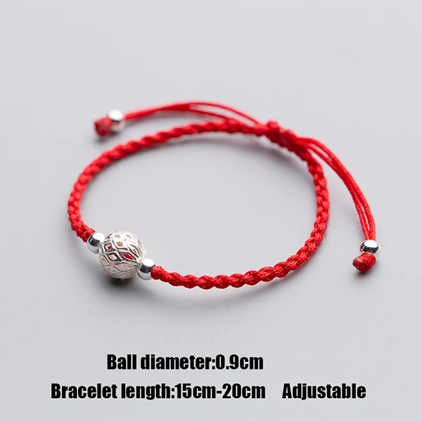 925 пробы серебряный браслет с сердечком, красная веревка, ретро браслет с красной нитью, браслеты с подвесками для женщин, модные ювелирные изделия для дружбы - Окраска металла: 2403