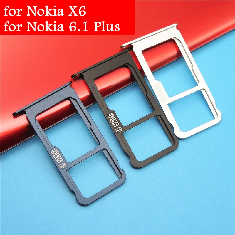 

for Nokia X6/ for Nokia 6.1 Plus Card Tray Holder SIM Micro SD Card Slot Adapter Holder Repair Spare Parts