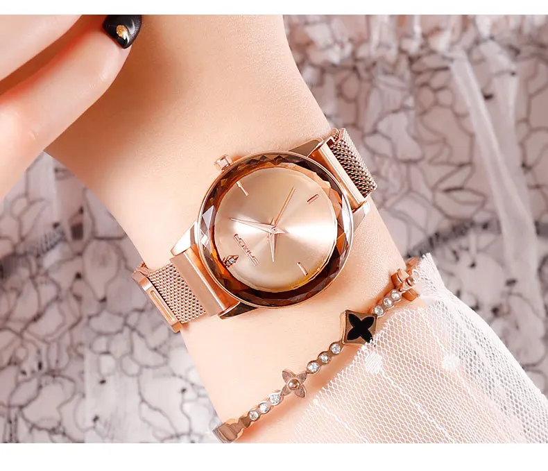

Luxury Bracelet Magnetic Women Watches Quartz Gold Crystal Female Clock Stainless Steel Lady Wrist Watch women montre femme