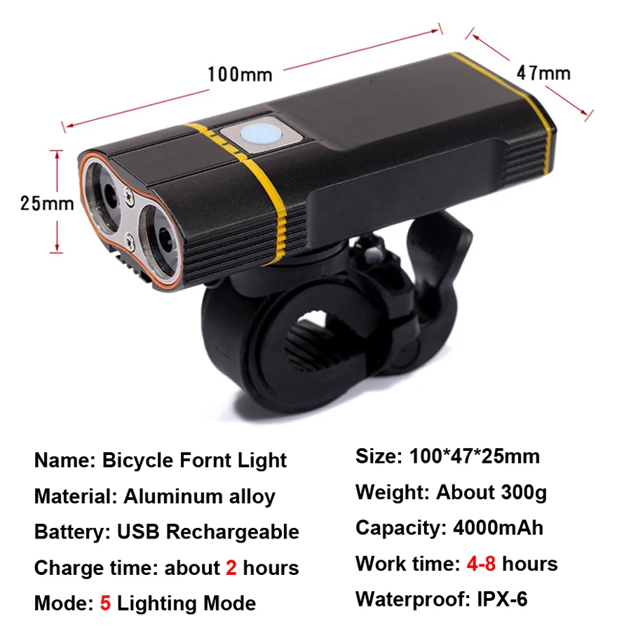 2400LM велосипед свет 2x XML-L2 светодиодный фонарик для велосипеда свет с USB перезаряжаемая батарея Велоспорт передний свет+ крепление на руль