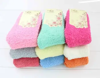 

towel ankle socks thicken warm Fuzzy terry elastic short for floor carpet spring autumn winter lady girl women female Wh