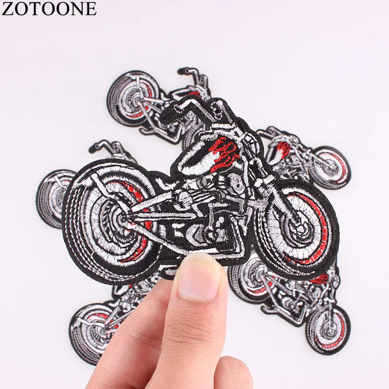 

ZOTOONE 1PCS Motorcycle Embroidery Patches for Clothing DIY Patch Stripes Appliques Clothes Stickers Iron On Badges 10.3*6.7CM E