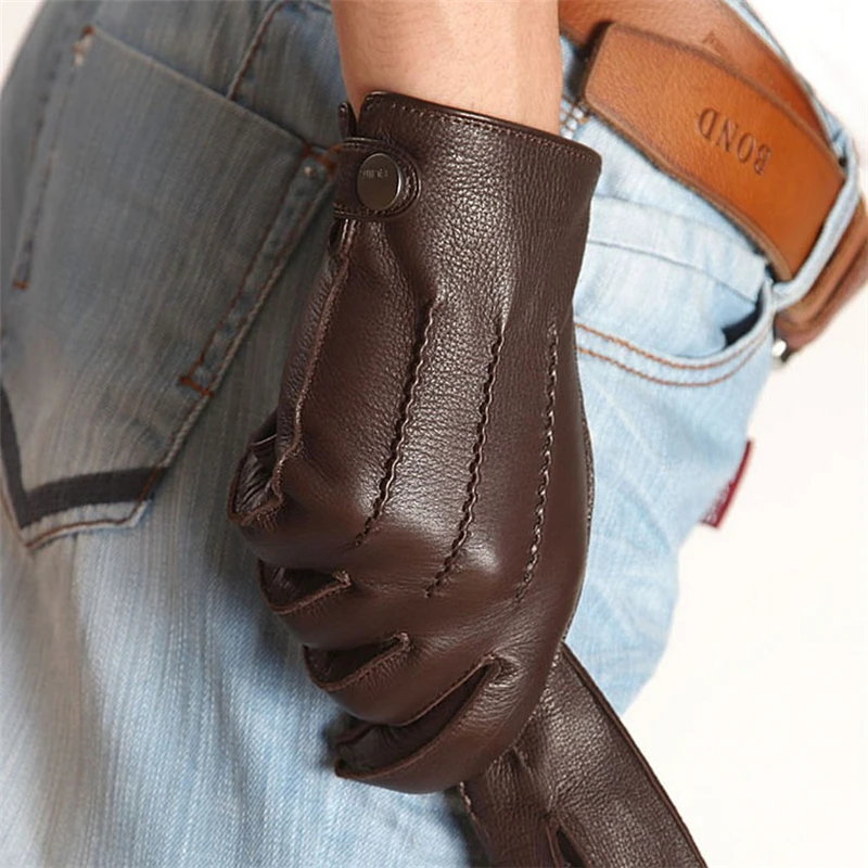 2018 New High Quality Rushed Men Genuine Leather Gloves Luxury Deerskin