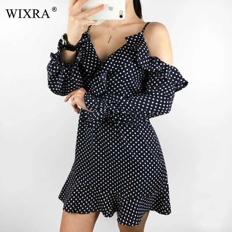 Wixra 2019 летнее платье с оборками женское Короткое на бретельках классическое