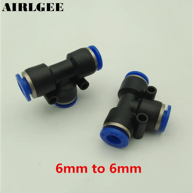 5 Pz Pneumatico 6Mm A 6Mm One Touch End T Connettore Raccordi Rapidi