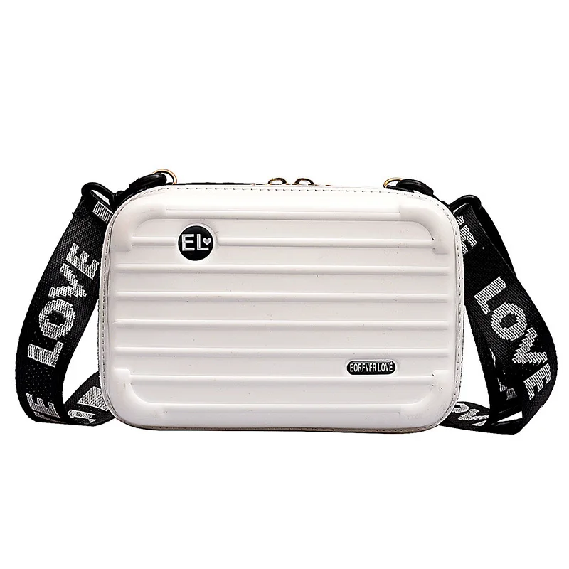  Women Mini Suitcase Shape Crossbody Bag Shoulder Bag with Wide Letter Strap AB@W3 - 4000064835506