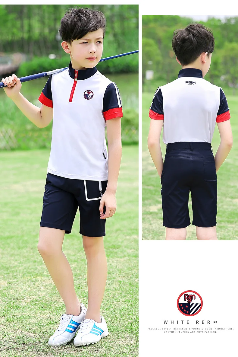 PGM летняя одежда для гольфа детская одежда для гольфа Одежда для мальчиков Топ с короткими рукавами