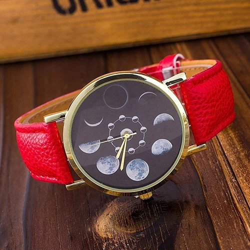 Часы унисекс Moon Phase астрономические космические часы ремешок из искусственной