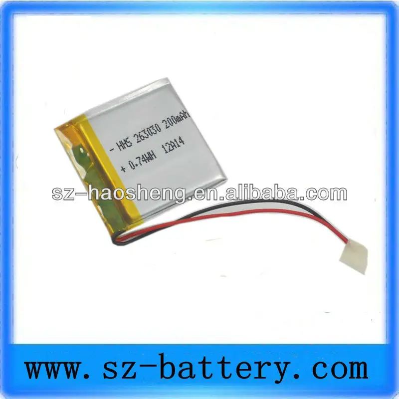 263030 rechargeable 200mah LiPo MP3/MP4 player batteries cheapest made in chinamp4 player