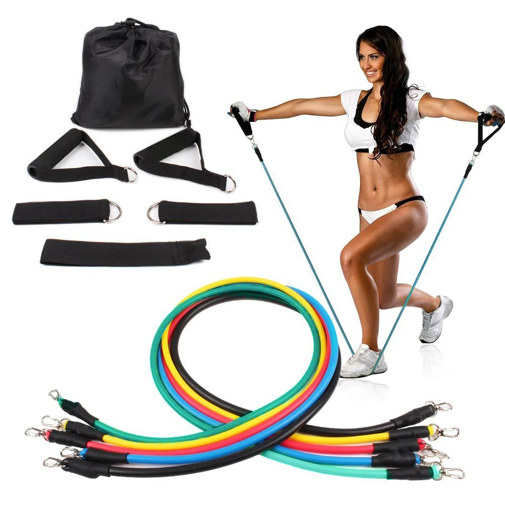 

11 Pcs/ Set Resistance Tubes Set Latex Crossfit Resistance Band Fitness Pull Rope Excerciser Body Training Workout Yoga Bands