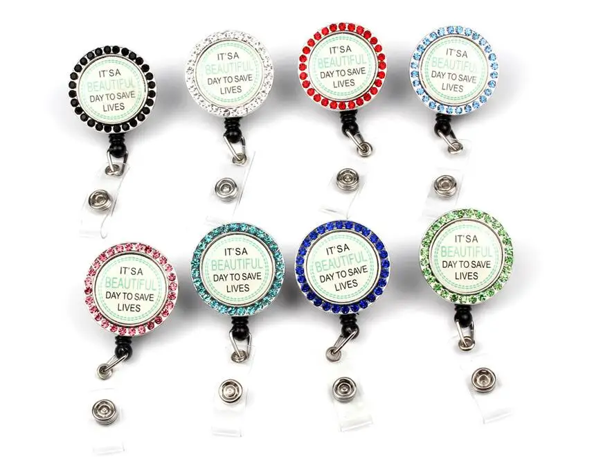 

Its a beautiful day to save lifes Retractable id badge reel Nurse id badge holder with swivel clip alligator clip 4 pcs/lot