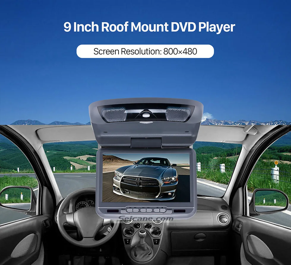 Seicane 800x480 ЖК-экран для установки на крыше автомобиля 9 дюймов TFT DVD плеер IR& FM передатчик флип вниз Поддержка 32 бит игры USB SD