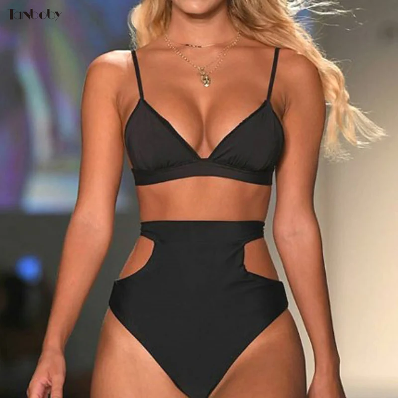 

High Waist Swim Suit For Womens Bikini Bandage Beachwear Sport Cup High Waisted Hollow Out Swimming Suit Large Size Bikinis XXL
