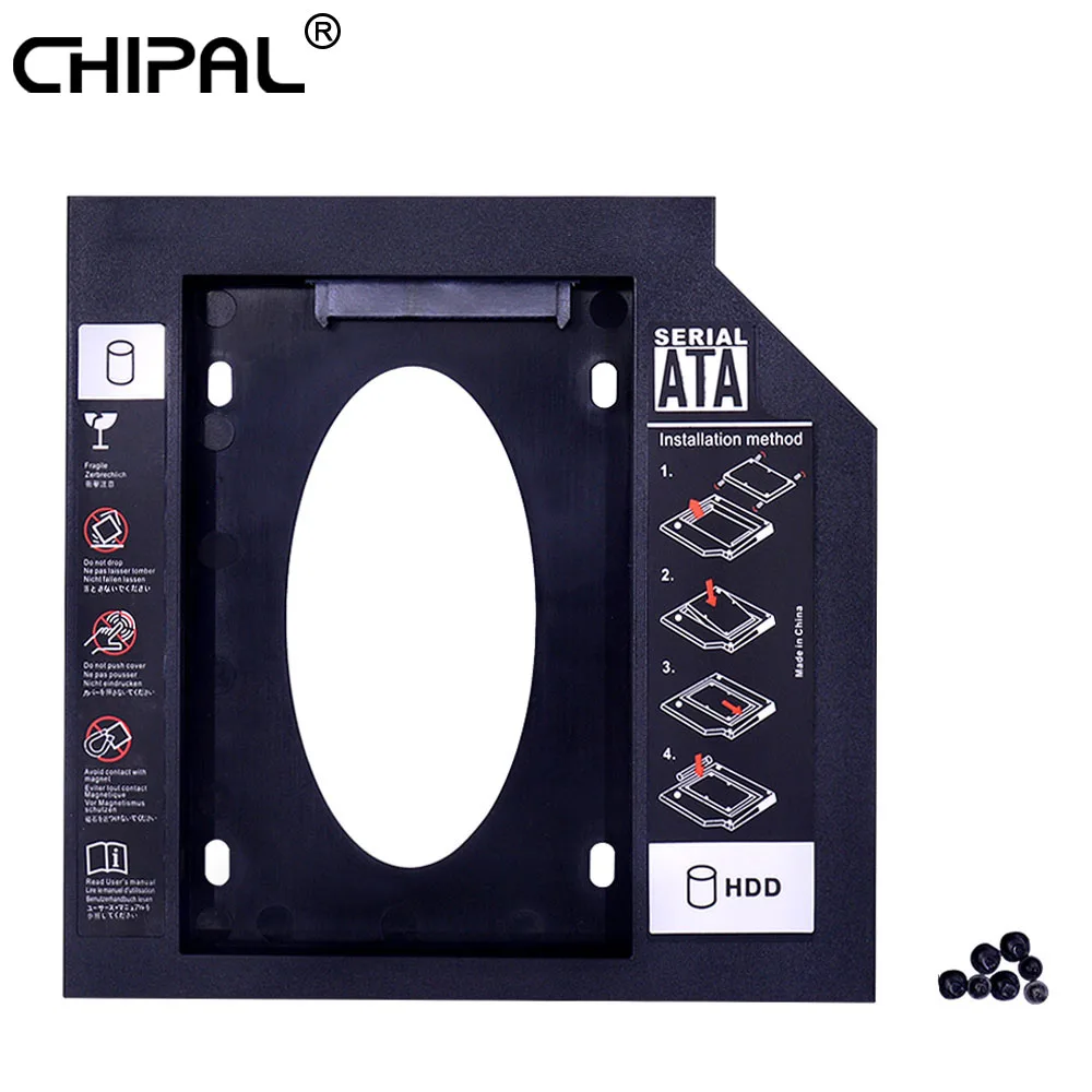 CHIPAL Универсальный SATA 3,0 2nd HDD Caddy 9,5 мм для 2,5 ''9 мм 7 мм SSD чехол Корпус жесткого диска для ноутбука DVD-ROM CD-ROM ODD