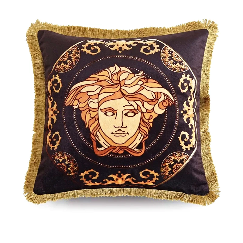 

45cm Luxury Medusa Design Cojines Car Chair Seat Sofa Cushion Covers High End European Home Decorative Throw Pillows Cases