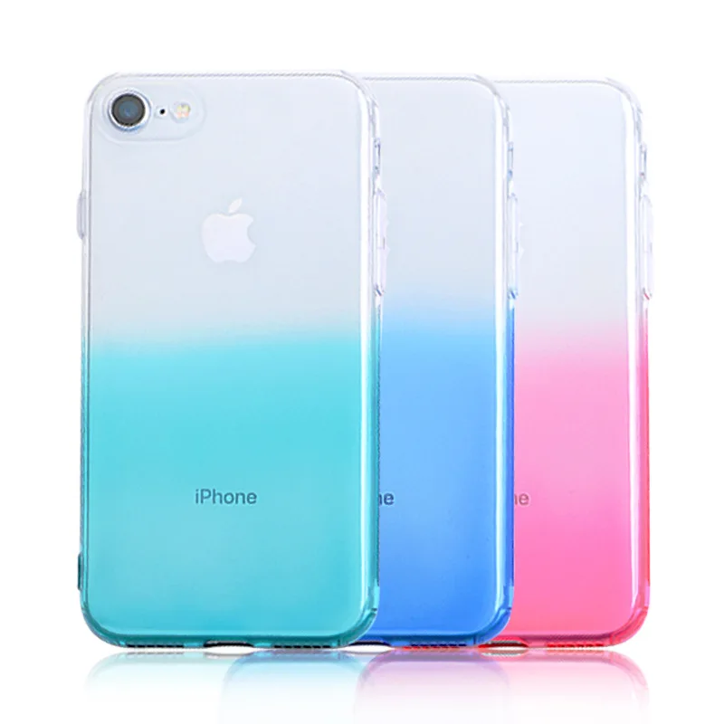 Чехол для Телефона iPhone X XR XS Max 8 7 6 6s Plus мягкие чехлы из ТПУ с цветным градиентом и
