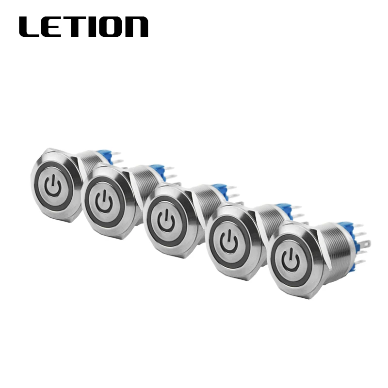 

1Pc 22mm Self Reset/Self-locking Waterproof Metal Push Button Switch With LED light3V 6V 12V 24V 36V 48V 110V 220V Free Shipping