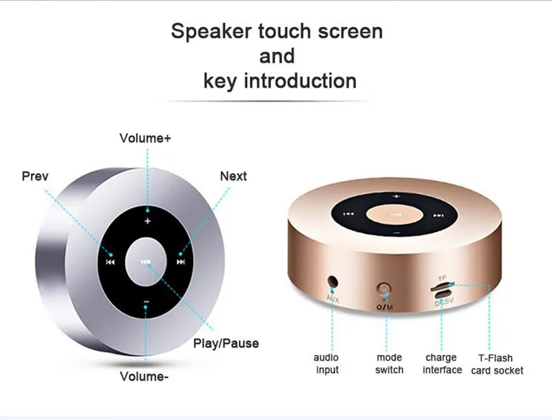 Bluetooth Speaker Wireless For iPhone Android MP3 Portable Audio Subwoofer Bass Speakers  Support 32G TF Card Mini Speaker02