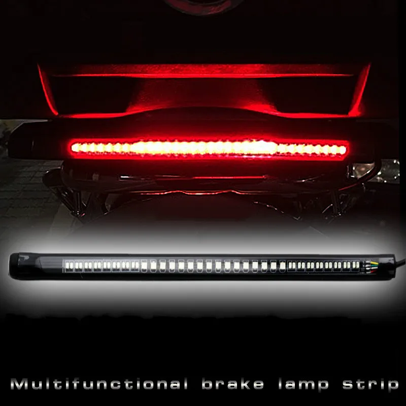

One piece Motorcycle refitted LED driving lights with red and yellow double color brake lights turning lamp plate lamp strip