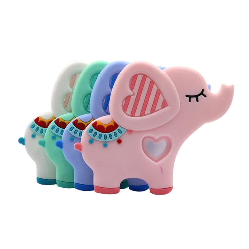 

10pcs BPA Free Silicone Teethers Food Grade Beads DIY Teething Necklace Baby Shower Gifts Animals Elephant Shape Teether