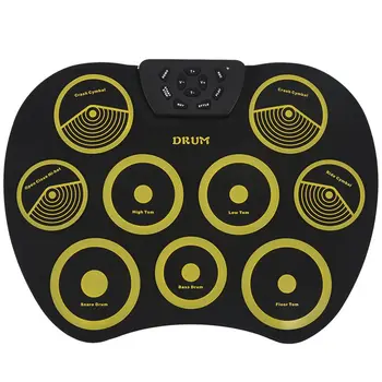 

Portable Electronics Drum Set Roll Up Drum Kit 9 Silicone Pads USB Powered with Foot Pedals Drumsticks USB Cable