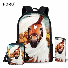 FORUDESIGNS Horse 3D Printing Women Children Backpacks Pencil Bag 3Pcs/set Portfolio School Bags For Boys Girls Bookbag Satchel FORUDESIGNS Horse 3D Printing Women Children Backpacks Pencil Bag 3Pcs/set Portfolio School Bags For Boys Girls Bookbag Satchel