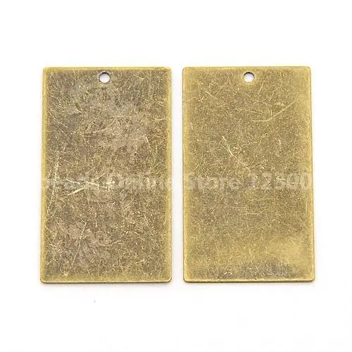 

Jewelry Findings Metal Tags, Brass Blank Stamping Tag Pendants, Rectangle, Antique Bronze, 32x18x0.3mm, Hole: 1mm