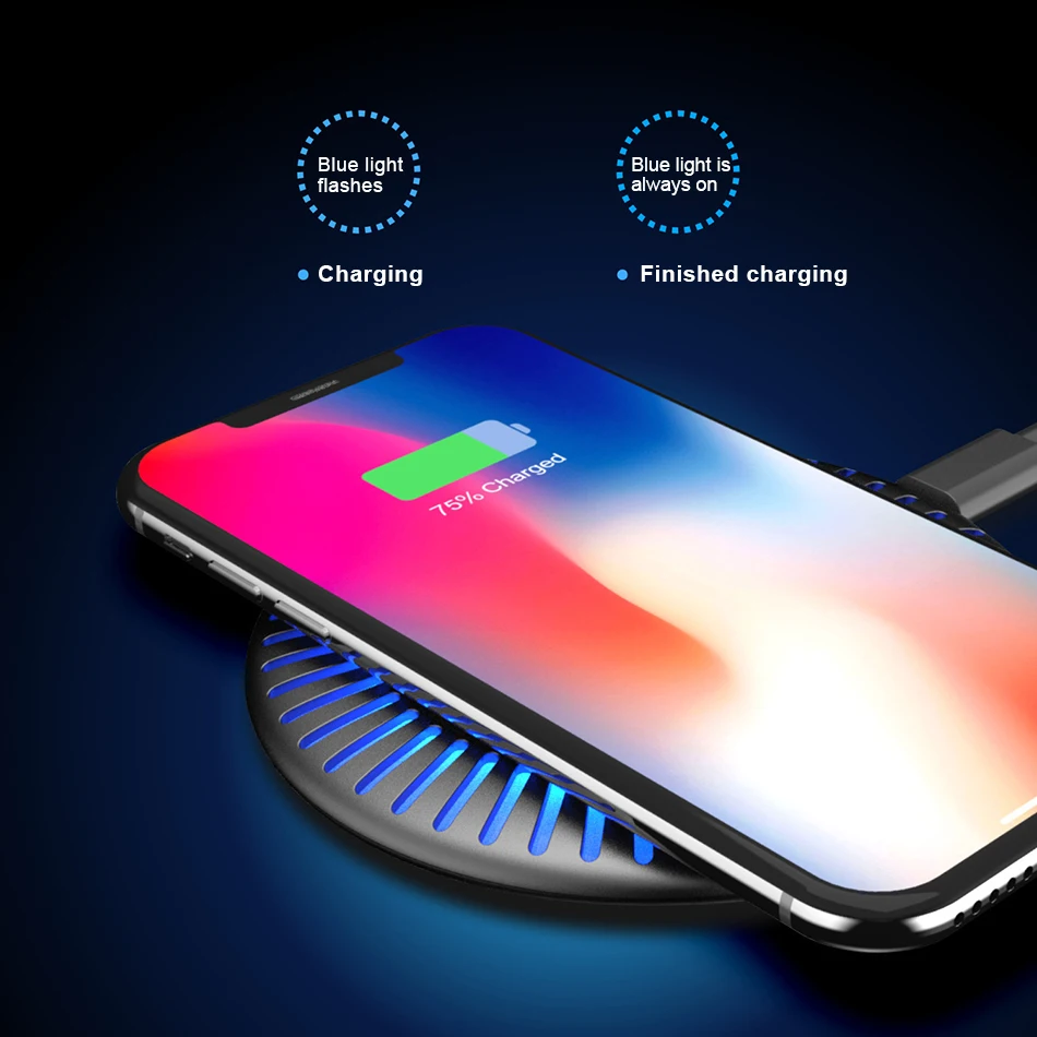 !ACCEZZ 10W Qi Fast Wireless Charger LED For Samsung S8 S9 Plus Xiaomi MIX 2S Huawei Mate Charging For iPhone X XS MAX XR 8 Plus (5)