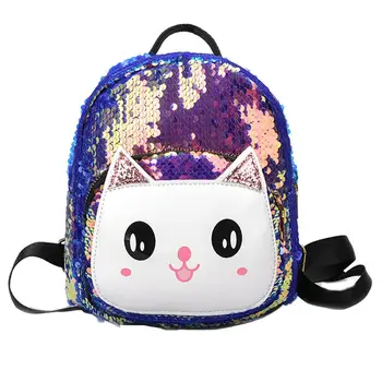 

Children Girl Cartoon Cat Backpack Sequined Travel Small School Shoulder Bag