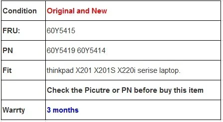 New Genuine For Thinkpad X201 X201i Palmrest Touchpad 60Y5419