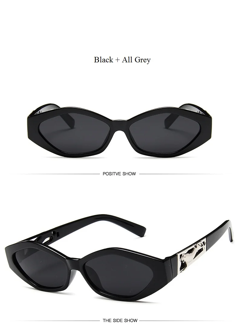 New Sunglasses Fashion Brand Ladies Sun Glasses Small Frame Cat Eye Cool White 3D Leopard Frame Black Yellow Blue Lens