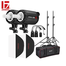 JINBEI SparkII Flash 600W 2*300W Studio Strobe Room Photo Photography Lighting 2 Heads with Softbox Trigger Light Stand bag Kit JINBEI SparkII Flash 600W 2*300W Studio Strobe Room Photo Photography Lighting 2 Heads with Softbox Trigger Light Stand bag Kit