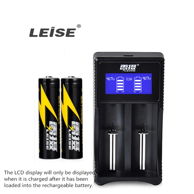 LEISE 2 slotsCharger with LCD+2pcs 3.7V 18650 Battery High capacity rechargeable battery &ampUniversal intelligent charger | Электроника