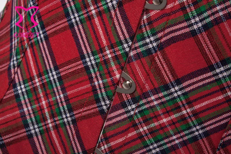 Рождественский Красный шотландский клетчатый корсет под грудь сексуальный женский талии бюстье корсеты школьная девушка тело shaper