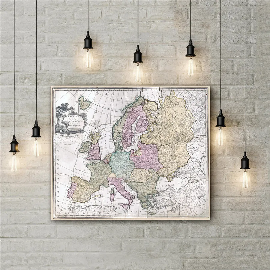 

Large Detailed Old Political Map of Europe 1814 Vintage Canvas Wall Sticker Learning Education Home Decoration Print Poster