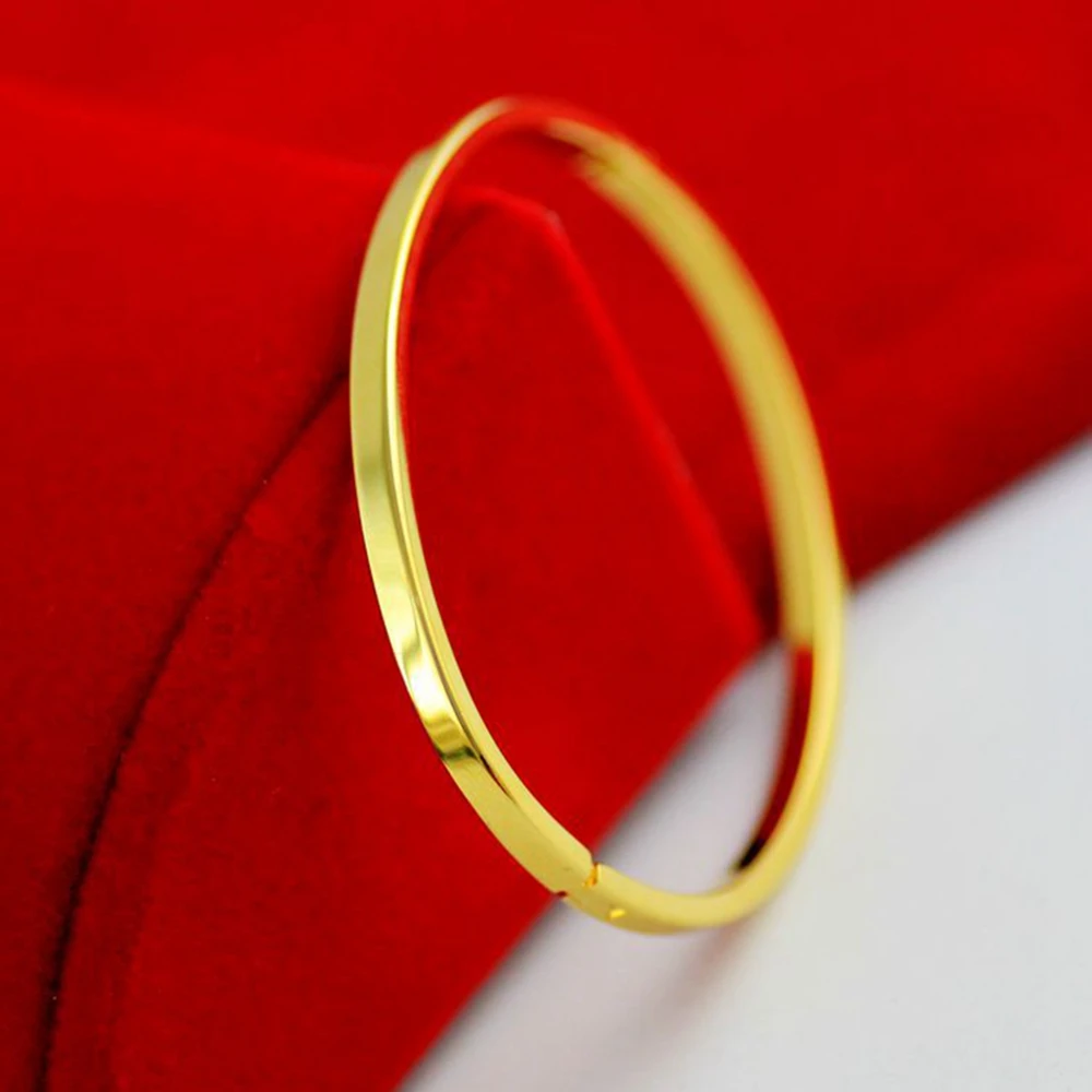 

Smooth Oval Bangle Solid Yellow Gold Filled Womens Bangle Bracelet Simle Style