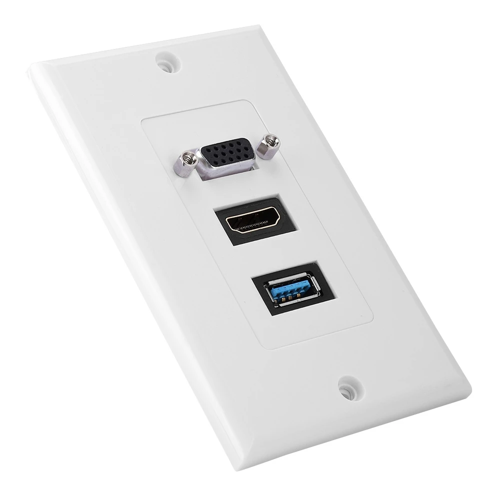 US зарядное устройство с 3 usb-портами для VGA HDMI USB3.0 настенная розетка Панель адаптер розетки для легкой установки