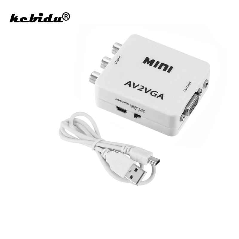 

HD AV2VGA Video Converter Convertor Box Mini AV RCA CVBS to VGA Video Converter Conversor with 3.5mm Audio to PC HDTV Converter