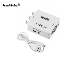 Conversor de vídeo do conversor de vídeo de hd av2vga caixa de conversor de vídeo mini av rca cvbs para vga conversor de vídeo com áudio de 3.5mm para pc conversor de hdtv