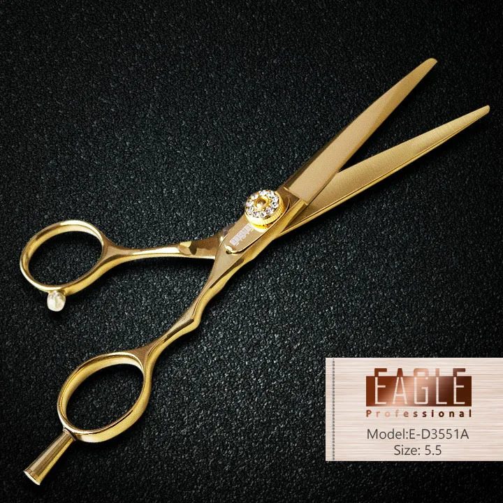 High quality gold hair salon professional scissors jewelry screw