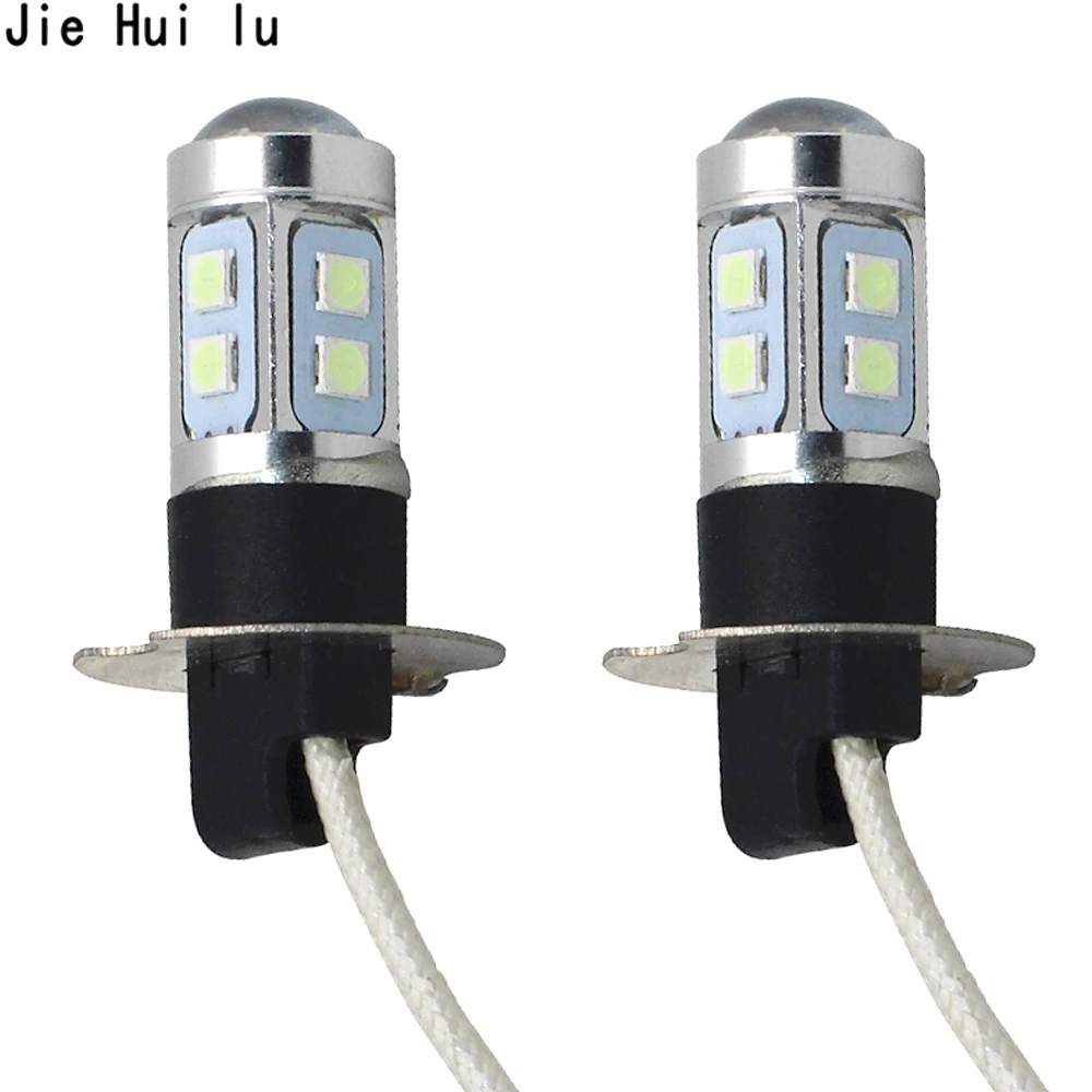 

2pcs Car H3 H1 3030 SMD 10 LED Bulb White Fog Lamp Daytime Running Lights Motorcycle Car Led Light