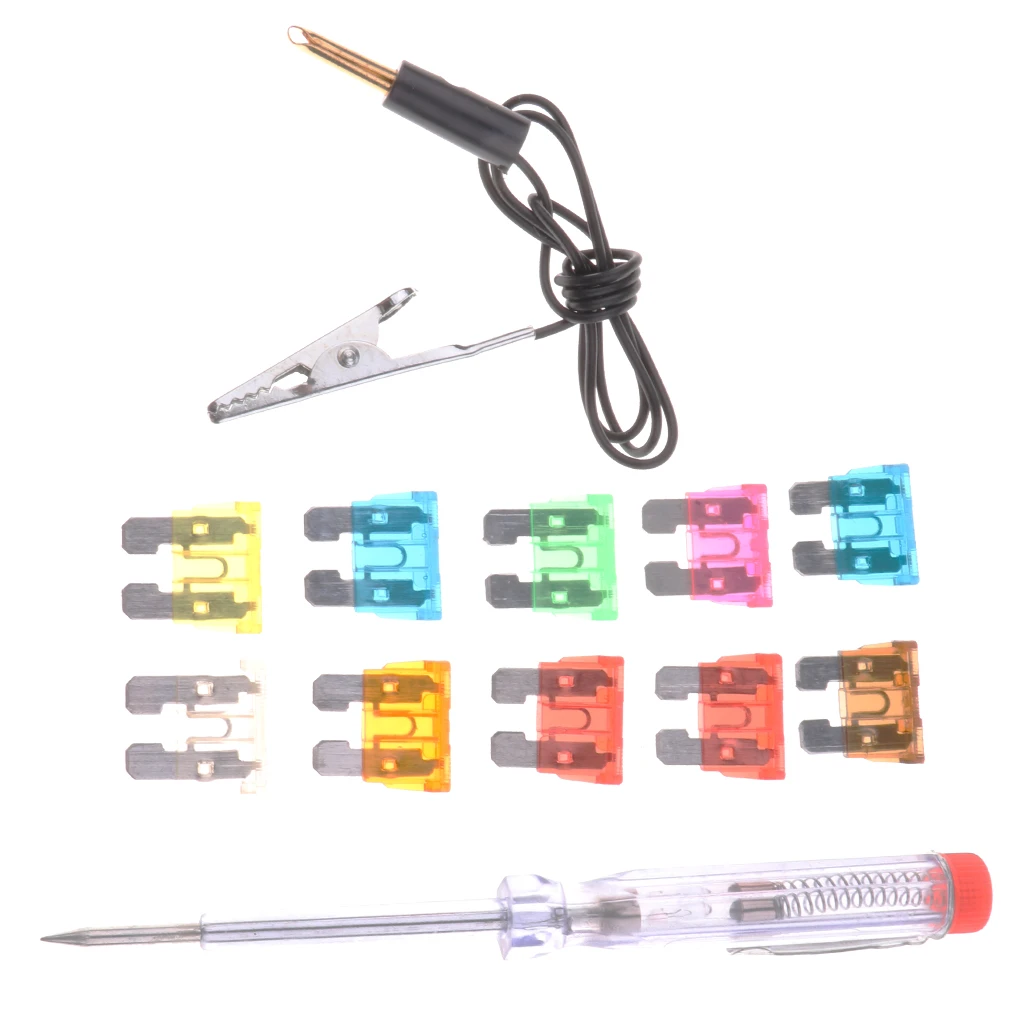 

3W High Quality Auto Car Plug In Fuse With Tester Test Pencil Kit Fuse WIRE CLIP Voltage 140x10x10mm Droship