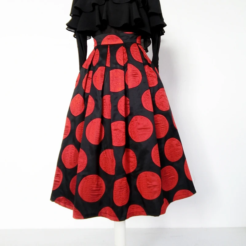 De Llegada Falda Red Otoño Rojo A Mediados Nueva Invierno Círculo Señora Oficina Del Jacquard 3263 line Xhsd Impresión becerro 1qnUdvw