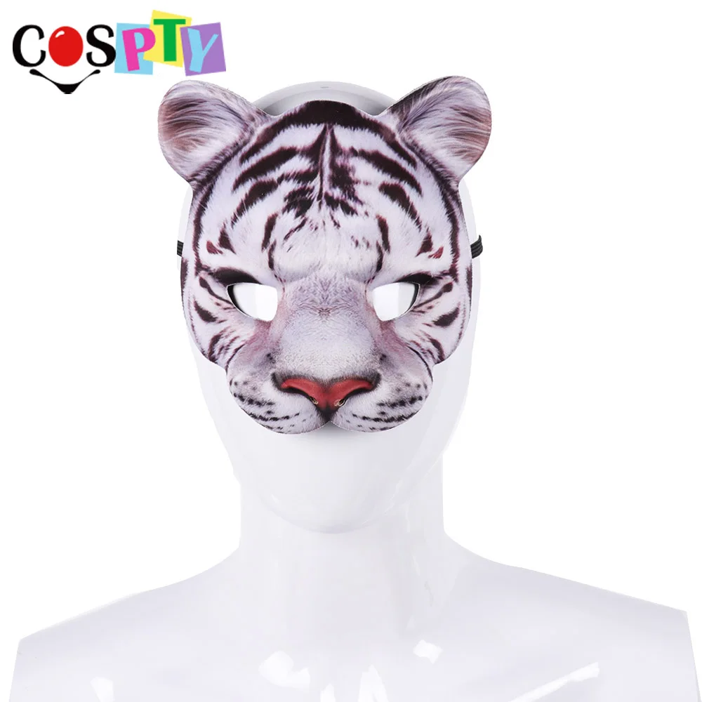 Cospty Karneval Party Mann und Frauen Halbe Gesicht Realistische Tier Cosplay Kostüm Tiger Maske